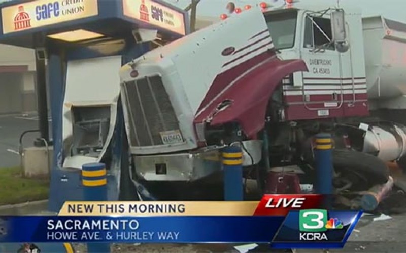 Dump Truck Slams Into ATM, Young Woman arrested for Grand Theft Auto