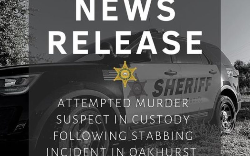 ATTEMPTED MURDER SUSPECT IN CUSTODY FOLLOWING STABBING INCIDENT IN OAKHURST