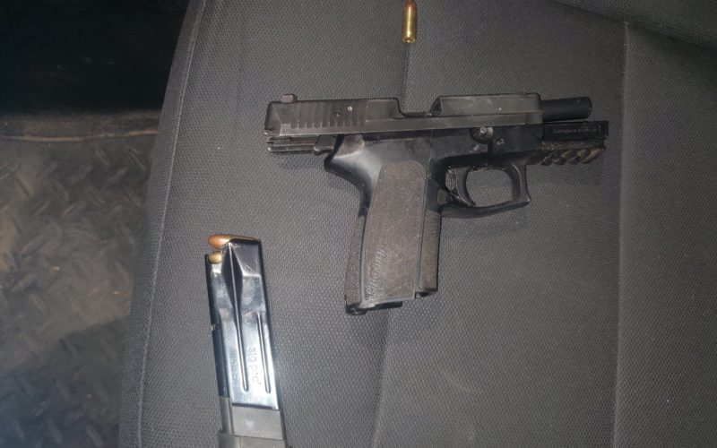 Pickup truck with stolen gun and meth inside