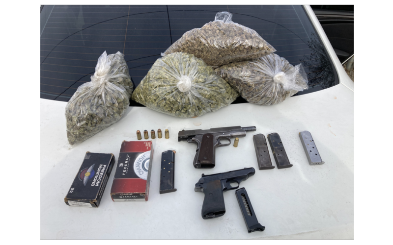 Motorist Arrested After Unregistered Guns, Four Pounds of Cannabis Allegedly Found During Traffic Stop