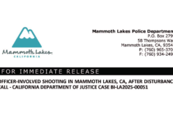 Mammoth Lakes Police Respond to Disturbance, Officer-Involved Shooting Under Investigation