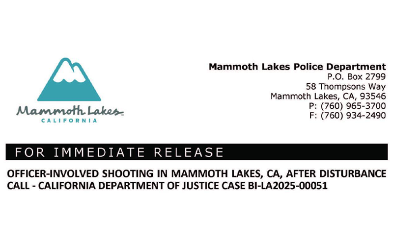 Mammoth Lakes Police Respond to Disturbance, Officer-Involved Shooting Under Investigation