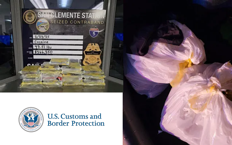 Border Patrol Seizes 47 Pounds of Cocaine in San Clemente Traffic Stop