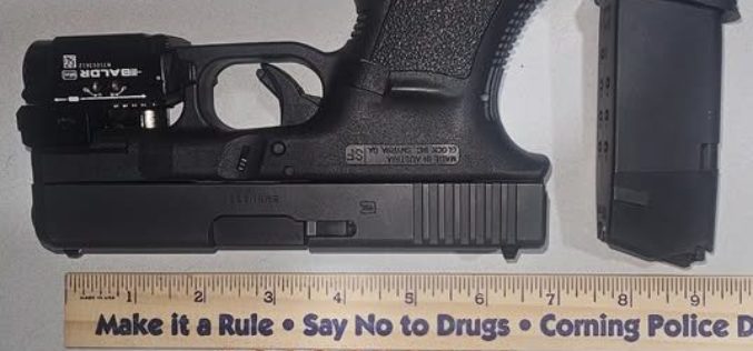 Corning Police Arrest Passenger on Felony Warrant After Traffic Stop; Loaded Stolen Firearm Recovered
