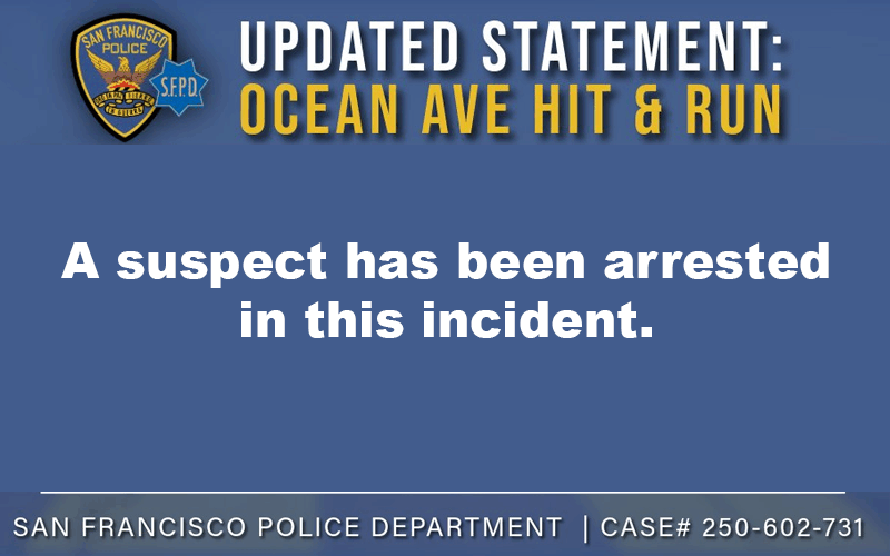 San Francisco Police Arrest Suspect in Fatal Ocean Avenue Hit-and-Run